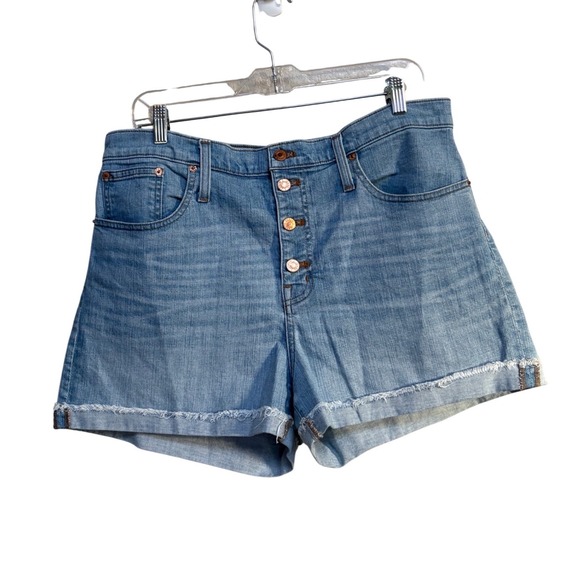 J.Crew Pants - J.Crew Jeans High Rise Denim Shorts Light Wash Button Fly Frayed Hem Size 32
